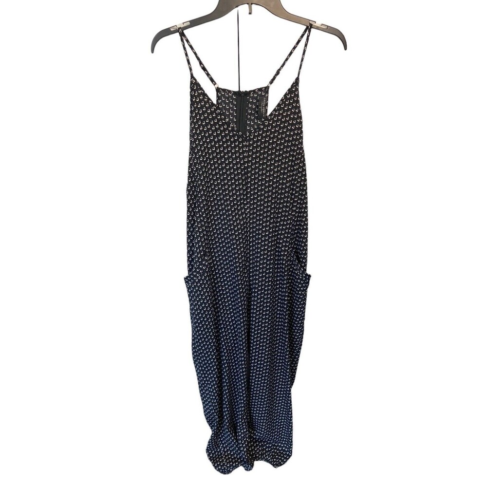 Dress Forum Los Angeles Racer Back Jumpsuit Black Geometric Pockets Crop Medium